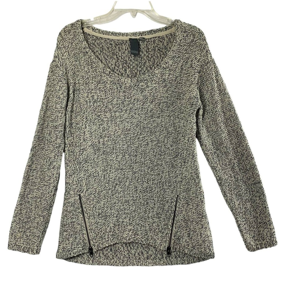 Quinn Sweater Womens Medium Zipper Accents Black White Pullover Casual Cozycore
